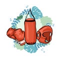 Cartoon red boxing glove icon, front and back. Isolated vector illustration Royalty Free Stock Photo