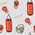 Cartoon red boxing glove icon, front and back. Isolated vector illustration. Royalty Free Stock Photo