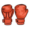 Cartoon red boxing glove icon, front and back. Isolated vector illustration. Royalty Free Stock Photo