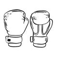 Cartoon red boxing glove icon, front and back. Isolated vector illustration. Royalty Free Stock Photo