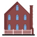 Cartoon red building with blue windows vector illustartion Royalty Free Stock Photo