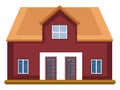 Cartoon red building with yellow roof vector illustartion