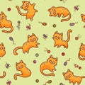Cartoon red cats pattern