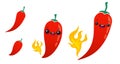 Cartoon red chilli pepper with flame for Mexican or Thai food Royalty Free Stock Photo