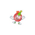 Cartoon red christmas ball with character clown