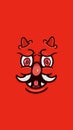 Cartoon Red Devil Face With Funny Expression For Background and Walpaper. Clip Art Vector. Royalty Free Stock Photo