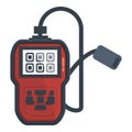Cartoon of a red digital multimeter with test lead, isolated on white background Royalty Free Stock Photo