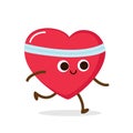 Cartoon red heart run cardio exercise Royalty Free Stock Photo