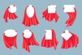 Cartoon Red Hero Cape Empty Template Label Set. Vector Royalty Free Stock Photo