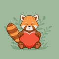 Cartoon red panda with heart love Royalty Free Stock Photo