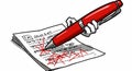 A cartoon red pen with white gloved hands is scribbling red marks Royalty Free Stock Photo
