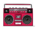 Cartoon red radio boombox of the 80s