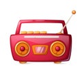 Cartoon red radio. Music icon. Royalty Free Stock Photo