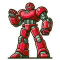 cartoon red robot fighter isolated on white background 6 Royalty Free Stock Photo