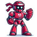 cartoon red robot fighter isolated on white background 7 Royalty Free Stock Photo