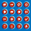 Cartoon red round buttons with web icons Royalty Free Stock Photo