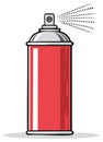 Cartoon Red Spray Can Spouting Aerosol, Retro Design, Graffiti Art Tool for Creative Projects Royalty Free Stock Photo