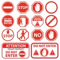 Cartoon Red Stop Signs Icon Set Different Type. Vector Royalty Free Stock Photo