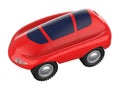 Cartoon red toy car isolated on white background. Royalty Free Stock Photo