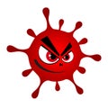 Cartoon red virus, microbe, bacteria icon on a white background. angry red monster