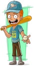 Cartoon redhead baseball player in cap