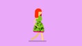 Cartoon Redhead Walk Cycle with Transparent Background