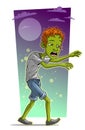 Cartoon walking tired zombie boy character vector