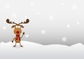 Cartoon reindeer Cute on winter background.