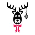 Cartoon reindeer face christmas icon