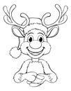 Cartoon Reindeer in Santa Hat Christmas Royalty Free Stock Photo
