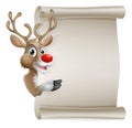 Cartoon reindeer scroll sign Royalty Free Stock Photo