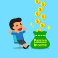 Cartoon a relax man earning passive income