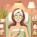 Relaxing Spa Day Facial Treatment Illustration.