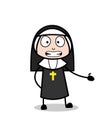 Cartoon Religious Nun Grimacing Face Expression Vector