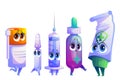 Cartoon remedy, drugs or medicament characters set