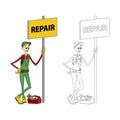 Cartoon Repairman - Stock Vector. Workman illustration