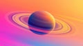 Cartoon Representation of Saturn on a Vibrant Gradient Background Royalty Free Stock Photo