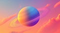 Cartoon Representation of Saturn on a Vibrant Gradient Background Royalty Free Stock Photo