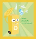 cartoon representing a funny recycling bin Royalty Free Stock Photo