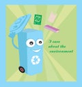 cartoon representing a funny recycling bin Royalty Free Stock Photo