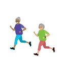 Cartoon retired grandmother running,
