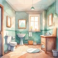 A Cartoon Retreat: Cozy Watercolor Bathroom