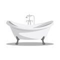 Cartoon retro bathtub icon white with arms and legs