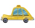 Cartoon retro car taxi. Vector illustration of a yellow taxi. Drawing for children. Royalty Free Stock Photo