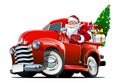 Cartoon retro Christmas pickup Royalty Free Stock Photo