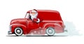 Cartoon retro Christmas van Royalty Free Stock Photo