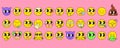Cartoon retro emoji set in psychedelic style. Flat vector illustration Royalty Free Stock Photo