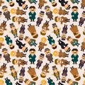 Cartoon retro gentleman seamless pattern