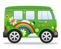 Cartoon Retro Hippie Van