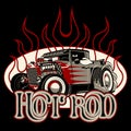 Cartoon retro hot rod with vintage lettering poster Royalty Free Stock Photo